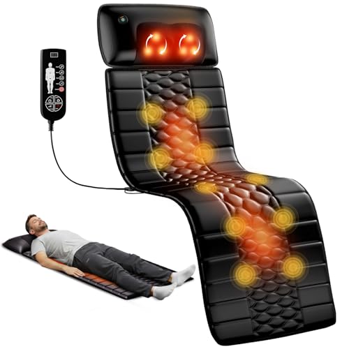 Himouta Shiatsu Full Body Massage Mat with Heat, Detachable Massager Pad, 10 Vibrating Motors, 9 Intensity Levels, Deep Ti...