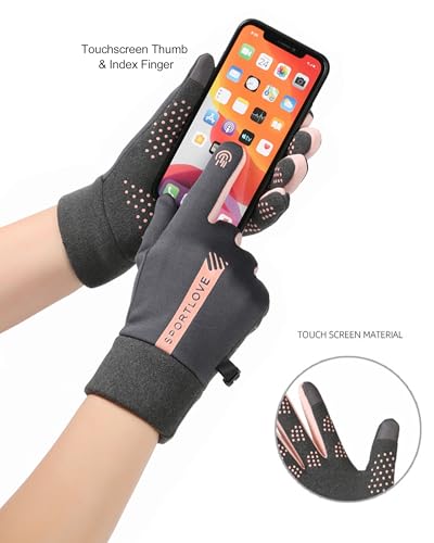 Bawnhaw Lightweight Winter Running Gloves for Women Touchscreen Warm Polar-Fleece Liners Windproof Cycling Driving Non-Slip