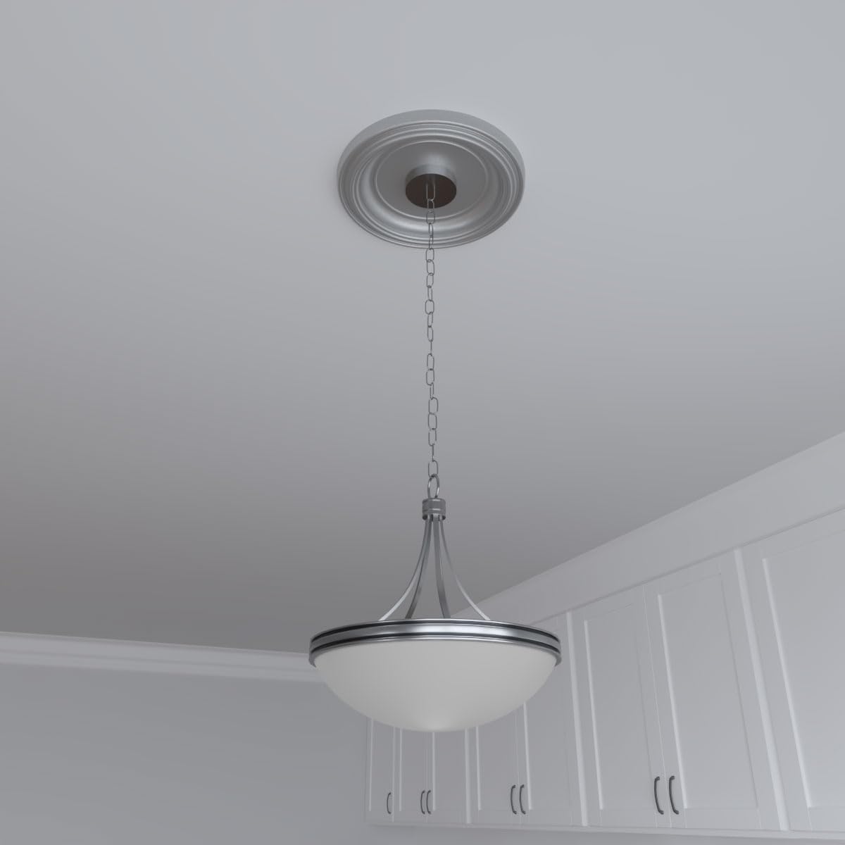 13"OD x 3 1/2"ID x 1 1/4"P Traditional Thermoformed PVC Ceiling Medallion (Fits Canopies up to 7 1/2"), Bright Coat Aluminum