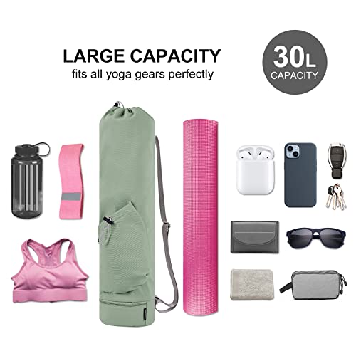 sportsnew Yoga Mat Bag with Water Bottle Pocket and Bottom Wet Pocket, Exercise Yoga Mat Carrier Multi-Functional Storage ...
