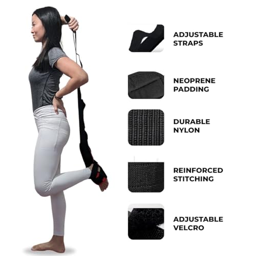 Yaghzu Foot and Calf Stretcher - Stretching Strap for Plantar Fasciitis, Achilles Tendonitis, Heel Spurs, Foot Drop, & Ham...