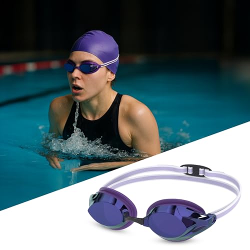 Speedo Women’s Vanquisher 3.0 Mirror Swim Goggles | Anti-Fog, UV Protection, Ocular 360 Lens, Women’s Racing Fit