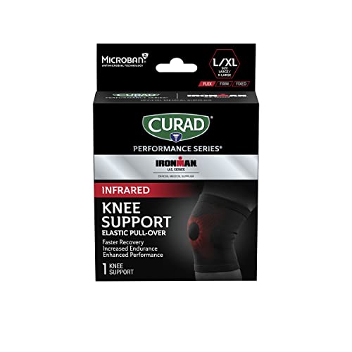 CURAD Performance Series IRONMAN Infrared Knee Support, Elastic Knee Sleeve for Pain Management, Compression Support for R...