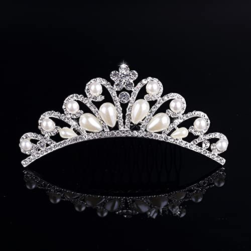 Lyellfe 6 Pack Girls Tiara Crown, Silver Crystal Tiaras and Crowns with Comb, Elegant Princess Queen Rhinestone Headband H...