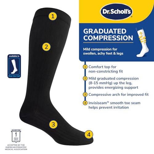 Dr. Scholl's Men's Graduated Compression Over the Calf Socks (3-Pack)