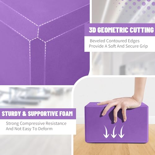 2025 Biguphate Yoga Blocks 9x 6x4 Inch，1 Pack EVA Foam Yoga Block Supportive Latex-Free, Non-Slip Exercise Blocks, Yoga Ac...