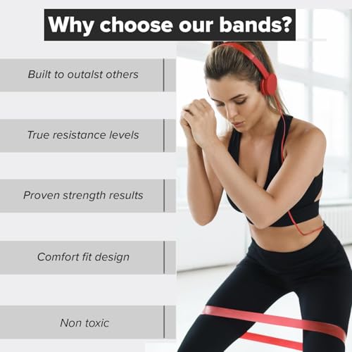 Resistance Bands for Working Out (Set of 5) – Elastic Bands for Exercise & Physical Therapy – Loop Resistance Bands for Gl...