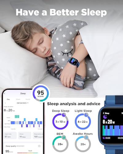 BIGGERFIVE Smart Watch for Kids, 1.8" Fitness Tracker Watch Pedometer, Heart Rate, IP68 Waterproof, Sleep Monitor, Calorie...