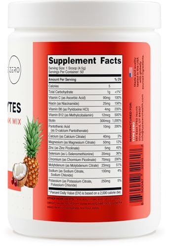 Type Zero Clean Electrolytes Hydration Powder Drink Mix + 14 Essential Vitamins & Minerals - Sugar Free, Zero Artificial I...