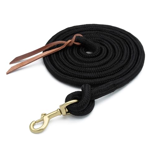 Weaver Equine Performance Lead Rope, Black, 10' Horse Cowboy Rope with Brass Plated Snap, Soft Comfort Grip, Barn Horse Ta...