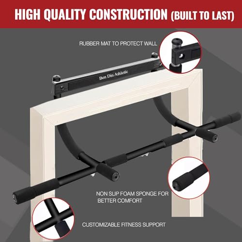 Ben Din Pull Up Bar for Doorway | Sturdy Steel Upper Body Fitness Workout Bar | Strength Training Pull-up Bar | Quick Inst...