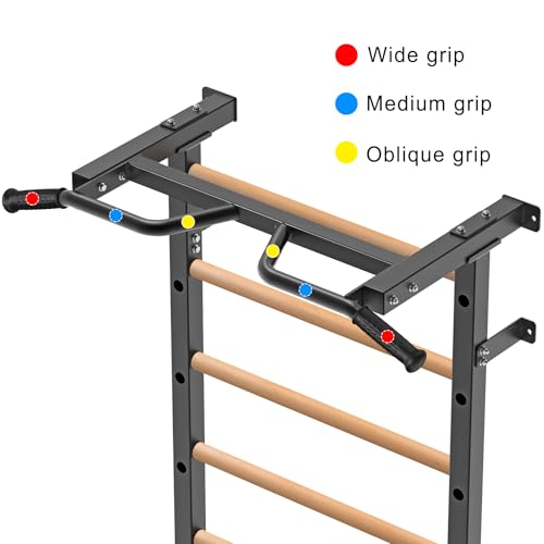 Kipika Gymnastic Stall Bar - 2"x2" Swedish Ladder with 1" Hole, Wall Mounted Pull-up Bar Ladder Suspension Trainer, Solid ...