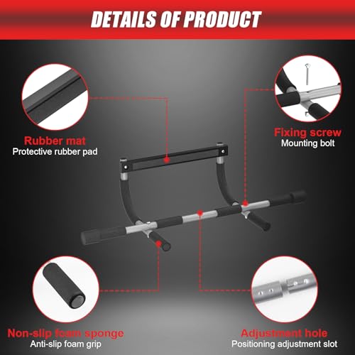 Esakoya Pull Up Bar for Doorway, Portable Pull-up Bar for Strength Training, Body Fitness Workout Bar With Thickened Stee...