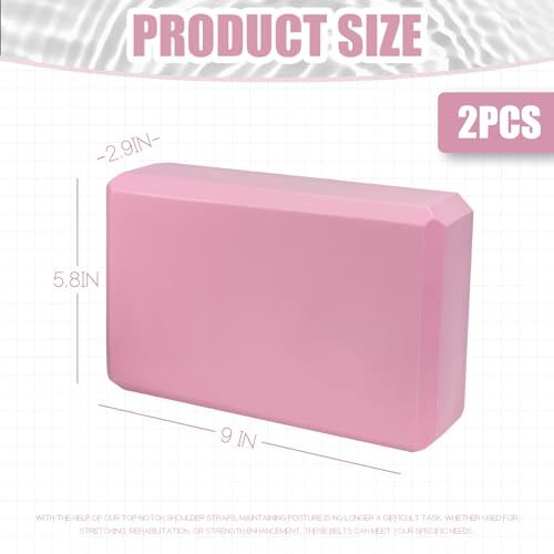 2 Pcs Yoga Blocks, 9"x6"x3" Foam Blocks Yoga Props for Pilates Stretching and Meditation Exercise Blocks Lightweight Yoga ...