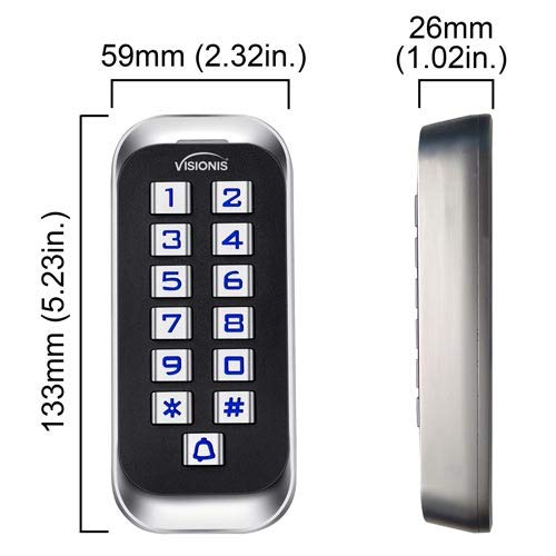 Visionis Fpc-5636 One Door Access Control System Outswing Door 300Lbs Magnetic Lock With Vis-3005 Slim Outdoor Ip68 Rfid Keypad