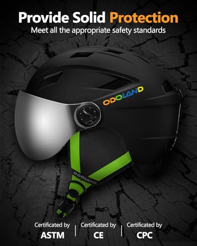Odoland Kids Ski Helmet with 2-in-1 Visor Goggles for Boys & Girls, Adjustable Snowboard Helmet with Magnetic Buckle Strap...