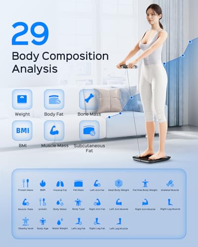 Tychesy Smart Scale with BMI, 8-Electrode Body Composition Analyzer for Weight Loss, Full Body Pod Scale with Segmented An...