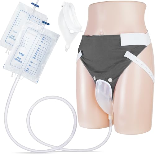 Wearable Urine Collector with Reusable Silicone Urine Pouch Breathable Fixing Pants 2000ml and 1000ml Urinary Drainage Bag...