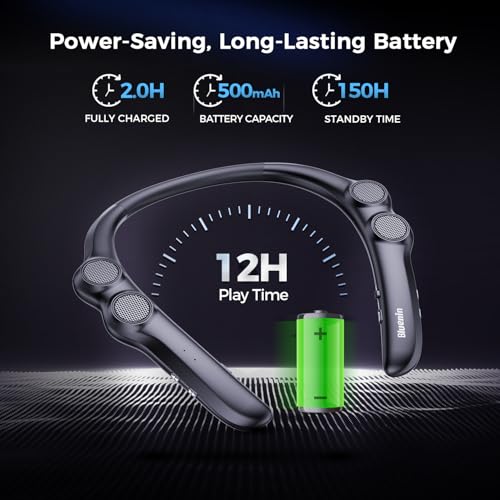 Dawsho Neckband Bluetooth Speaker, Wireless Wearable Speaker w/Built-in Mic,78g Lightweight, High Fidelity 3D Stereo Soun...