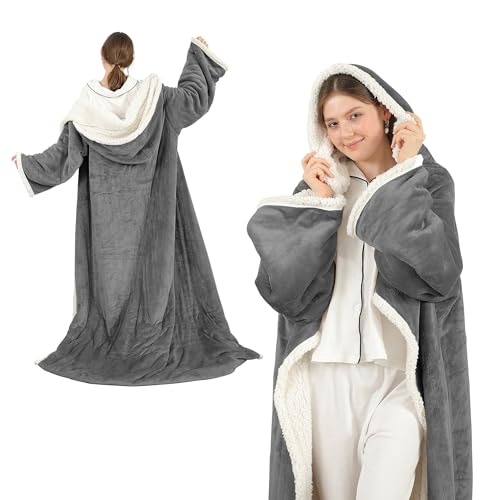 COZYTY Wearable Heated Blanket with Foot Pocket, Electric Snuggle Throw Blankets with Sleeves, 6 Heating Levels & 1-4H Aut...