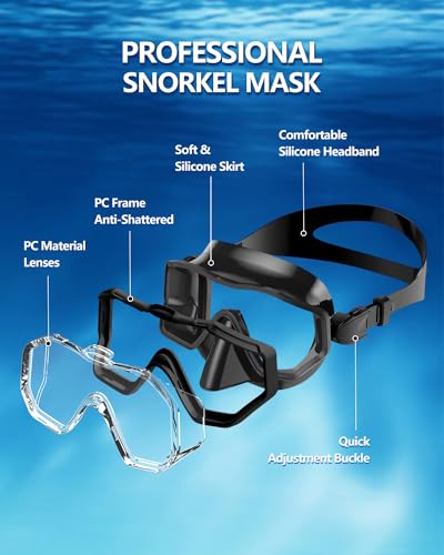 WSTOO Adults Swim Goggles with Nose Cover,HD 3-Window Wide Vision Lens Snorkel Diving Swimming Mask Anti-Fog&Leak