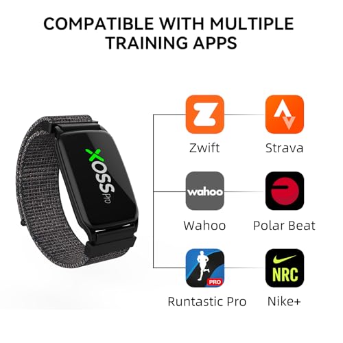 XOSS BBP Heart Rate Monitor Armband with Bluetooth5.0 & ANT+, IPX68 Waterproof & Rechargeable 60Hour Battery Life Monitor ...
