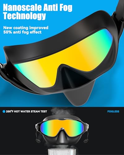 Aegend Swim Goggles with Nose Cover for Adults, 2 Pack Wide View Swimming Goggles Anti-Fog/UV No Leak for Men & Women