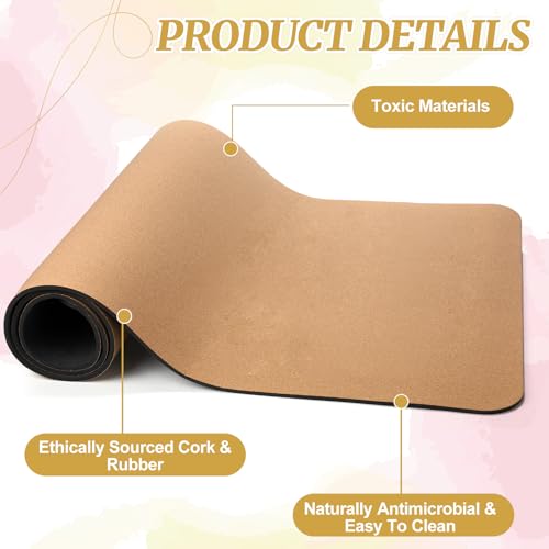 Seenelling 7 Pcs Cork All in One Yoga Essentials Kit Large Cork Yoga Mat and Blocks Set with Carry Strap and Alignment Lin...