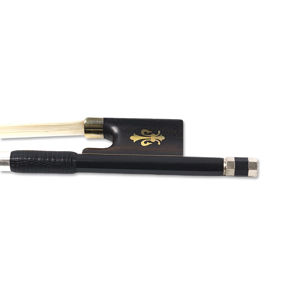 Yinfente Violin Bow 4/4 Carbon Fiber Ebony Frog With Fleur De Lis Inlay,Mongolian Horse Hair,Stick&Well Balance 4/4 Violin Bow F