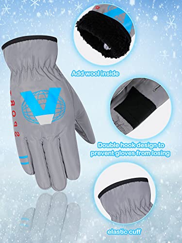 Hicarer 4 Pairs Winter Gloves for Kids Waterproof Snow Ski Gloves Girls Boys Warm Unisex Youth Clothes for Cold Weather