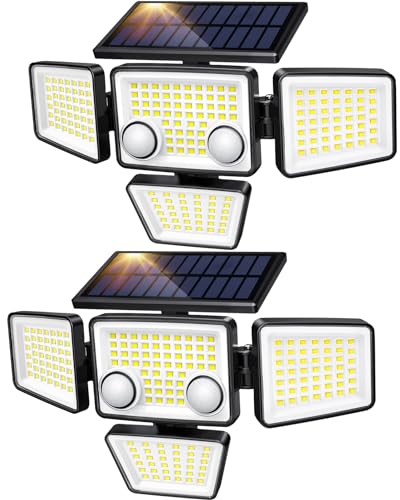 LYWALT Solar Outdoor Lights - 3000LM 188 LED Motion Sensor Outdoor Lights, 4 Heads Security Light,IP65 Waterproof, Easy In...