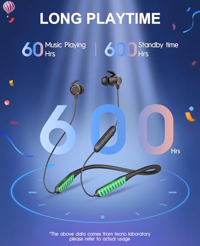 Tecno B1 Bluetooth Headphones, Bluetooth Earbuds Wireless with 60Hrs Playtime, Wireless Bluetooth Headphones for Sports, S...