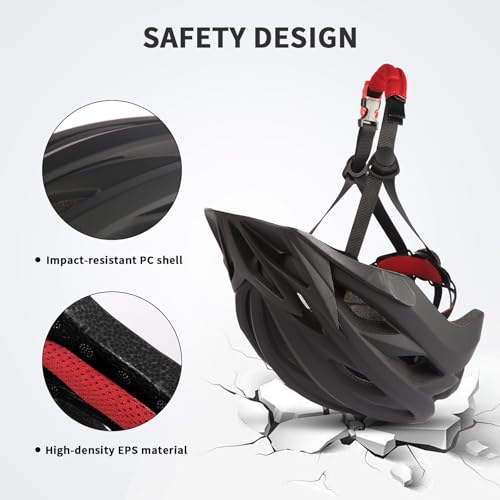 GTSBROS Bike Helmet with Visor for Women and Men – Lightweight Bicycle Helmet for Mountain Biking and City Riding
