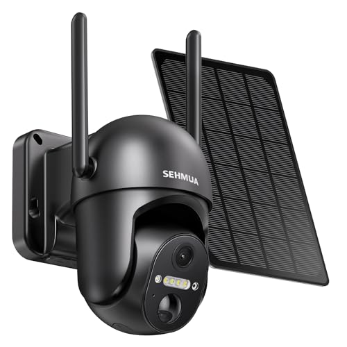 SEHMUA Solar Security Cameras Wireless Outdoor, 2K 360° View Battery Powered Outdoor Camera, WiFi Home Security with Spotl...