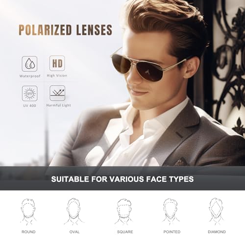 Eiuizah Polarized Aviator Sunglasses for Men Women- Classic Sun Glasses for Driving Fishing with UV Protection