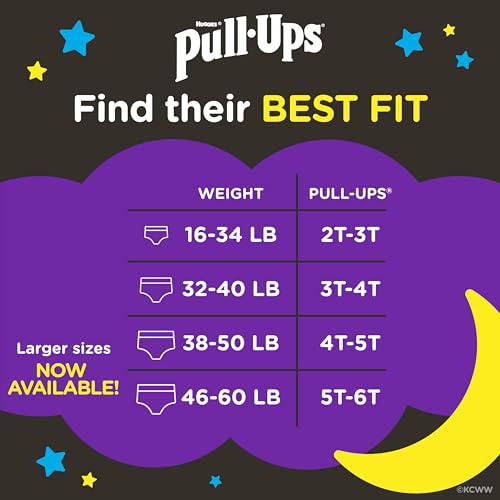 Pull-Ups Boys' Night-Time Potty Training Pants, Size 5T-6T Overnight Training Underwear (46-60 lbs), 44 Ct