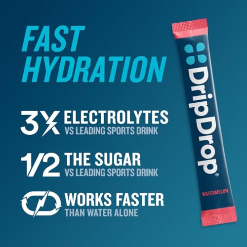 DripDrop Hydration Packets - Bold Variety Pack - Single Serve Electrolytes Powder Drink Mix - Watermelon, Berry, Lemon, Or...