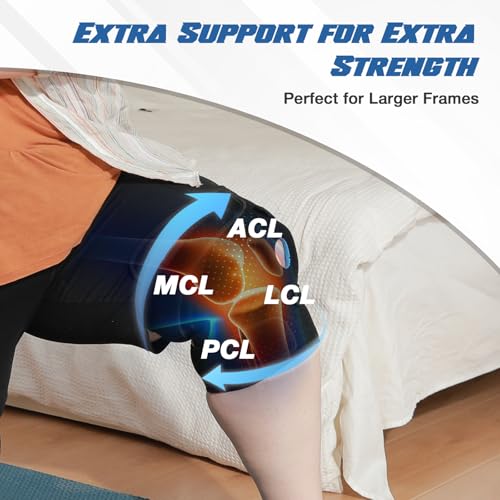 Nvorliy Plus Size Knee Brace for Knee Pain, Extra Large Knee Brace for Women and Men, Adjustable Knee Support with Side St...