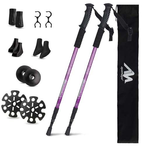 Hiking Poles - AYAMAYA Telescopic Collapsible Trekking Poles with Quick Twist Lock System - Lightweight Aluminum Alloy Tel...