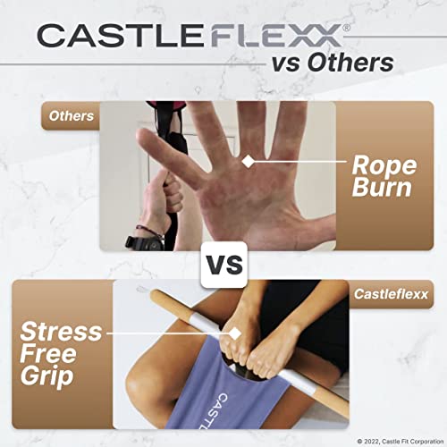 CastleFlexx Mobility and Full Body Strengthening Device | Non-Elastic Stretch Strap with Natural Premium Cork Handles for ...