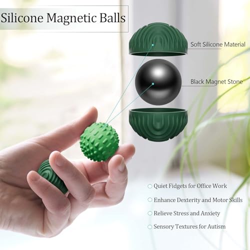 luckdoor Silicone Magnetic Balls Fidget Toys for Adults & Teens,4PCS Stress Relief Sensory Toys for Autism ADHD Anxiety,Fu...