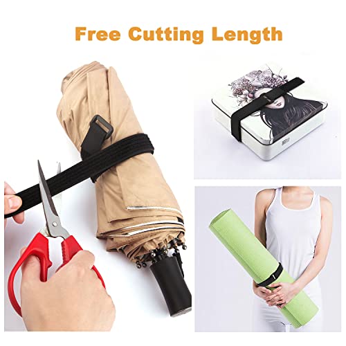 WSZJINB 16Ft x 1In Adjustable Cable Straps with 25 Buckles, Free Cut Length, Black Reusable Fastening Cable Ties, Hook and...