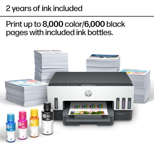 HP Smart Tank 7001 Wireless All-in-One Ink Tank Printer, Scanner, Copier with 2 Years of Ink Included, Best-for-Home Offic...