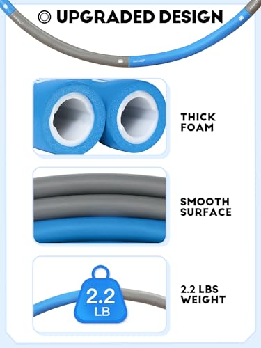 Phobby Weighted Exercise Hoop for Adults, 2.2lb Detachable Fitness Hoop, Adjustable Hoop with Jump Rope, Tape Measure and ...