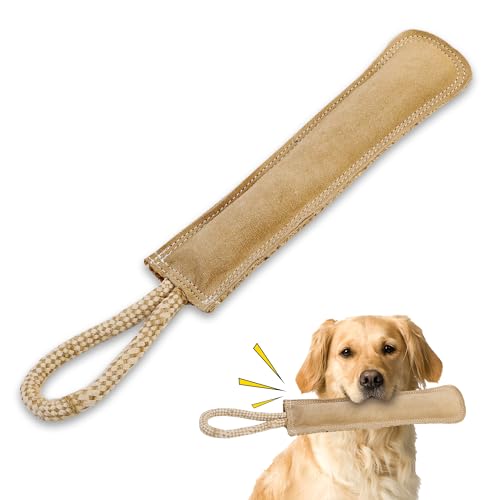 SPOT Dura-Fused Leather Retriever Dog Toy – Real Leather & Jute Fabric, Double-Stitched & Durable, Squeaky Interactive Tug...