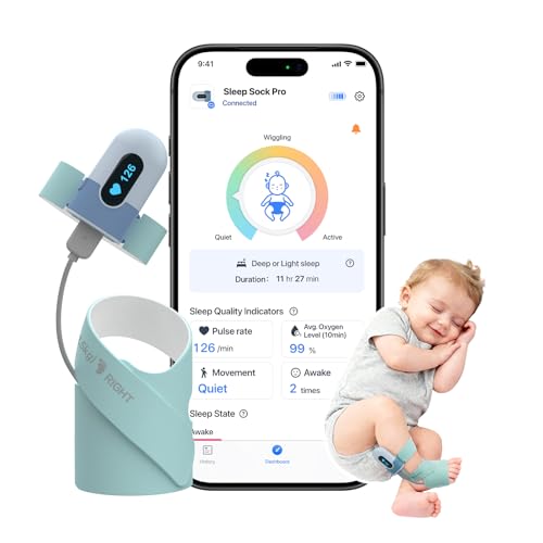Babytone Baby Sock Monitor, Tracks Real-Time Heart Rate and Movement, with Notification and Sleep Patterns, Smart Baby Mon...