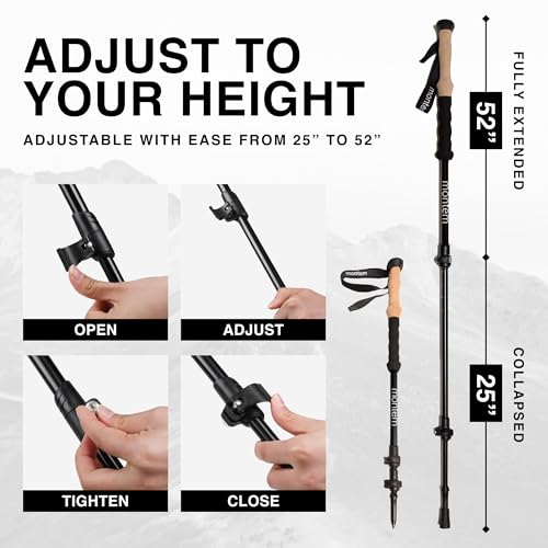 Montem Ultra Strong Trekking, Walking, and Hiking Poles - One Pair (2 Poles) - Collapsible, Lightweight, Quick Locking, We...