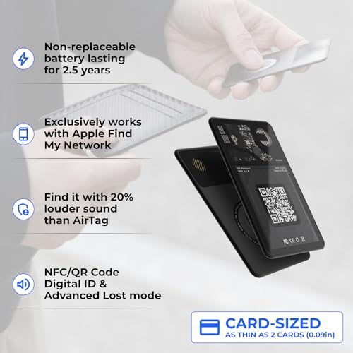 Rolling Square Aircard Wallet Tracker - Bluetooth Wallet Finder Find My Network Compatible with Business Card Feature NFC/...