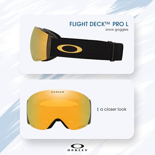 Oakley Flight Deck Pro M/L Ski Goggles For Men For Women OO7138, OO7139 + SPARE Lens Bag + BUNDLE with Care Kit