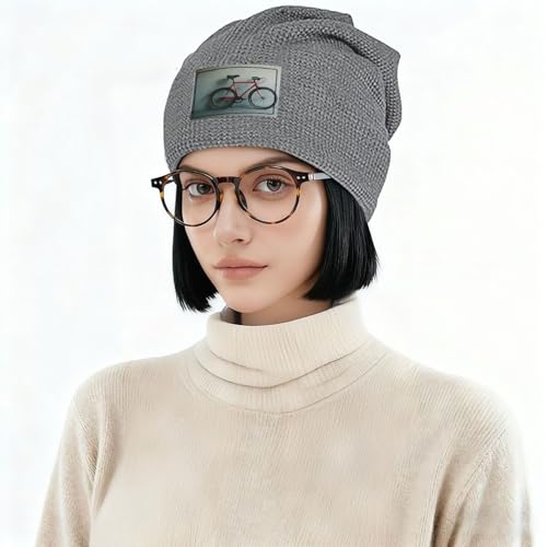 Retro Bicycle Pattern Print Lightweight Waffle Pullover Hat Men Women Winter Headwear Outdoor Camping Travel